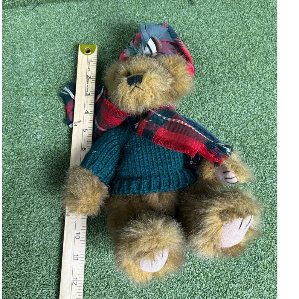 Vintage Ronnie Hek Scotland Teddy Bear Plush Tartan Hat Scarf Sweater 12in‎